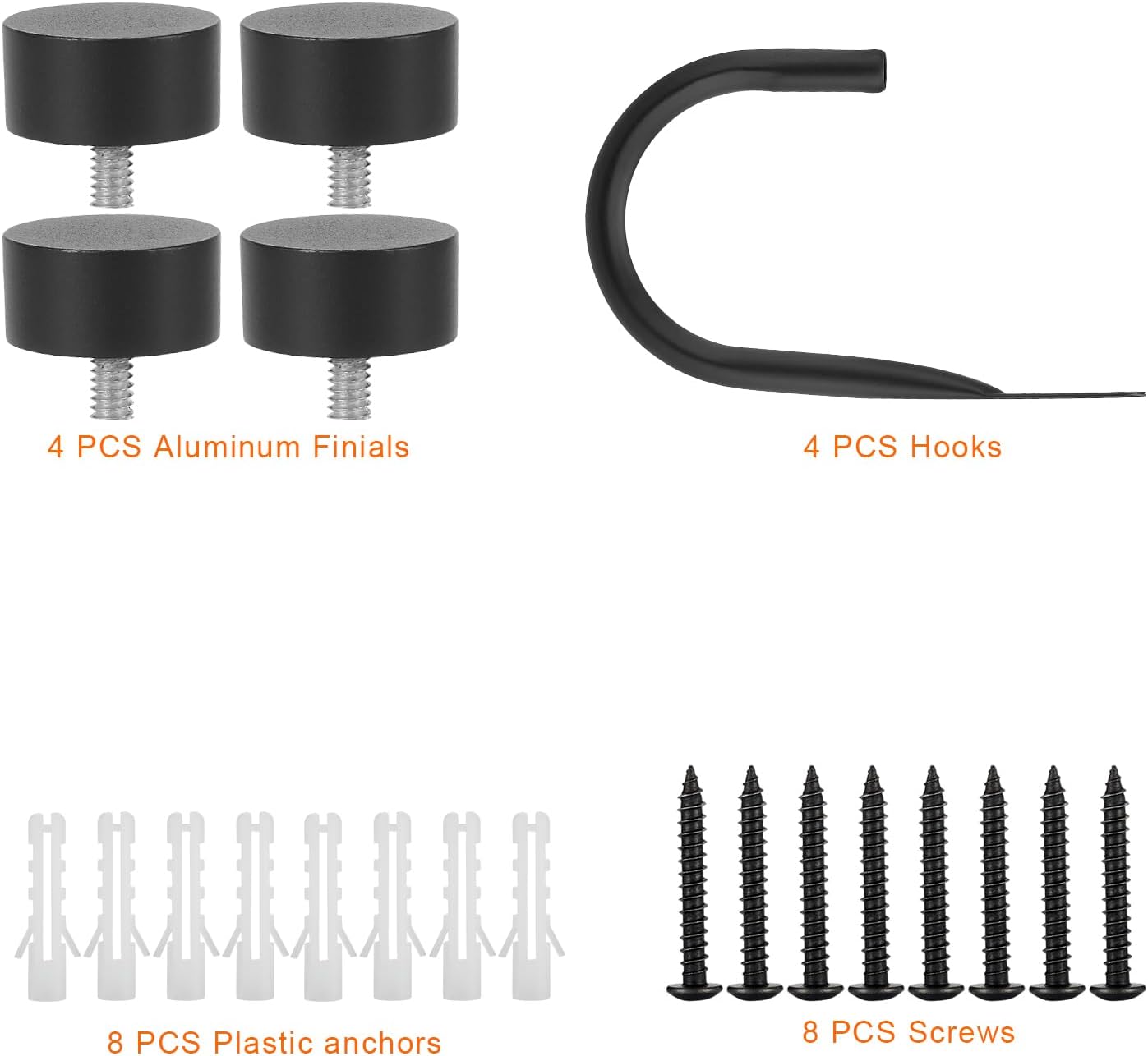 Premium Curtain Holdback Set of 4 Matte Black Rust-Proof