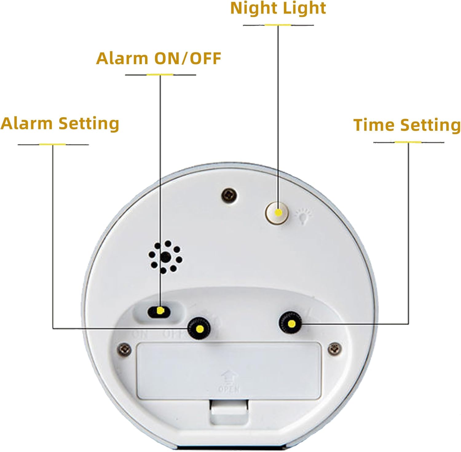 4 Inches White Desk Clock with Backlight