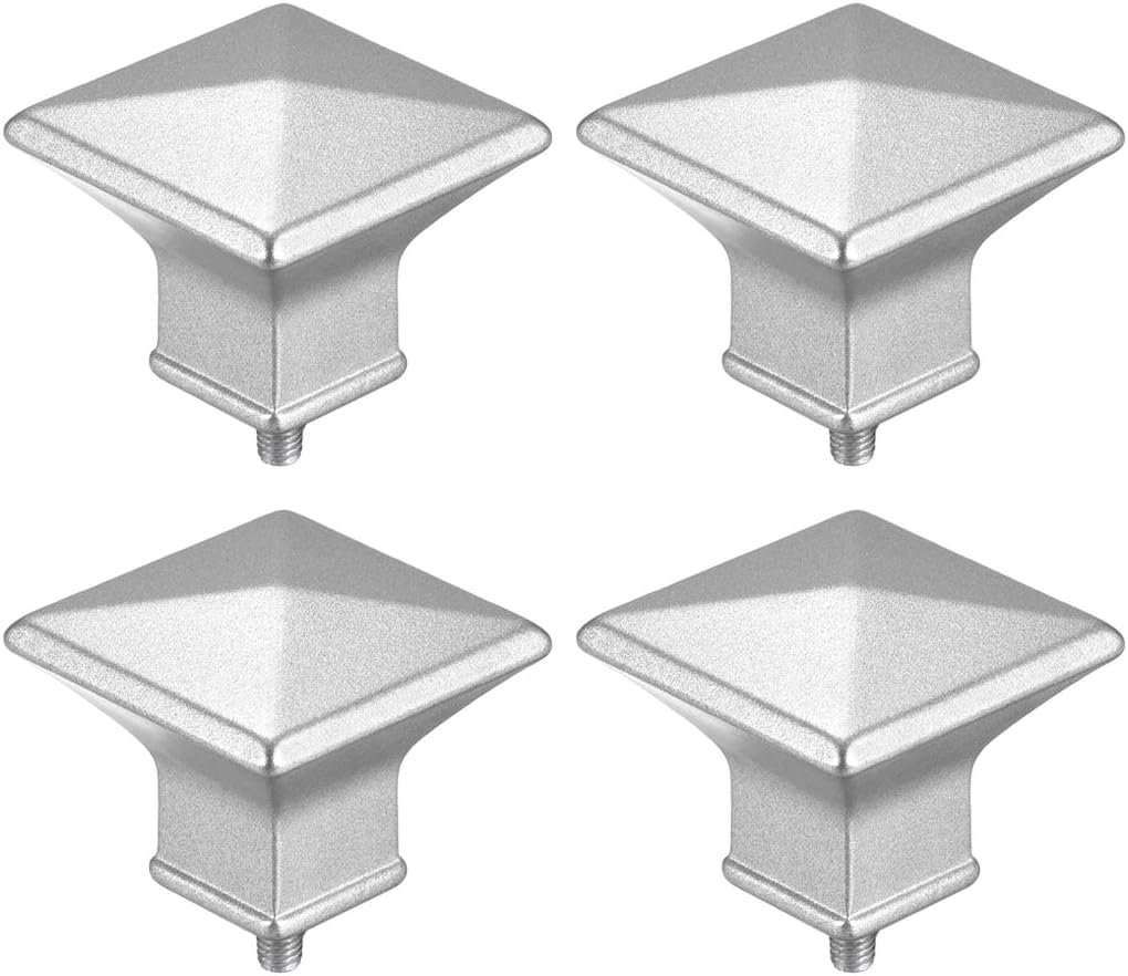 Uxcell Curtain Rod Finials 4pcs Square Silver