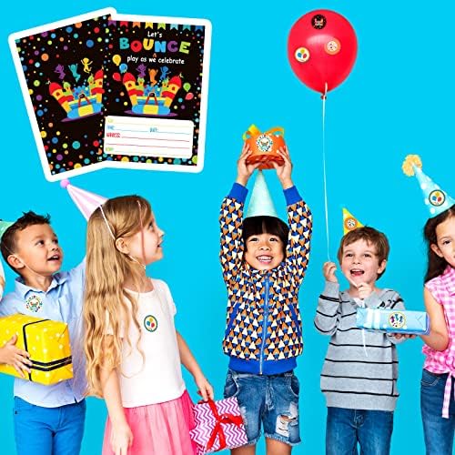 Pajean 30 Pack Bounce House Party Invitations with Stickers and Envelopes