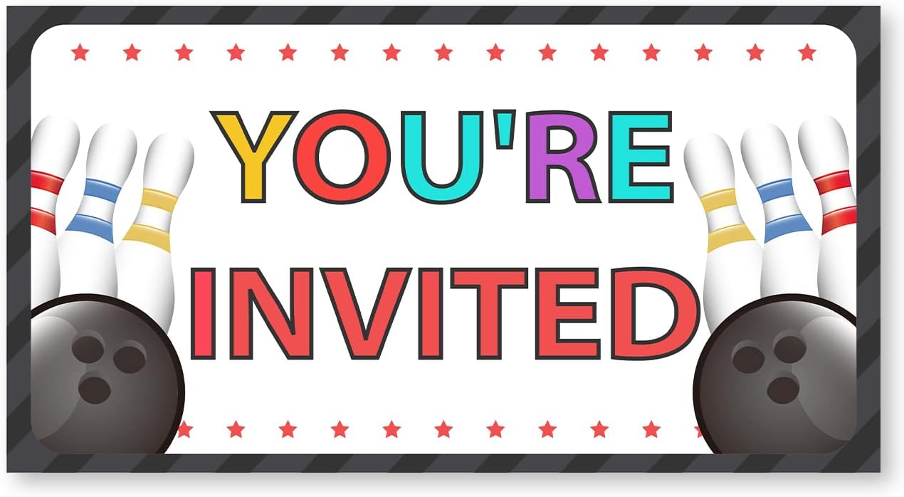 Bowling Birthday Party Invitations Set of 20 with Envelopes