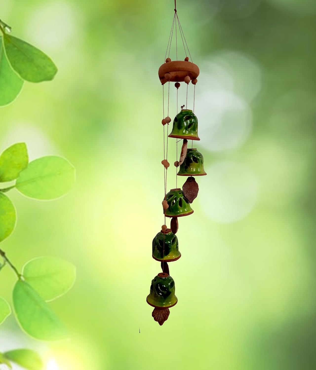 Purpledip Terracotta Wind Chime with 5 Bells