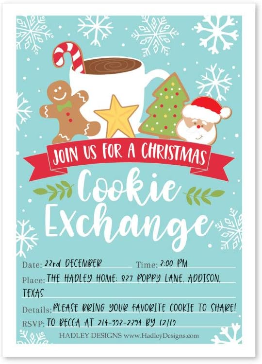 Hadley Designs 25 Cookie Exchange Party Invitations