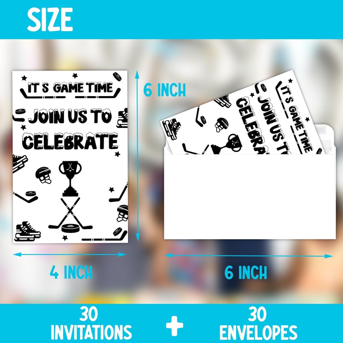 Ice Hockey Birthday Party Invitations for Boys 30 Cards