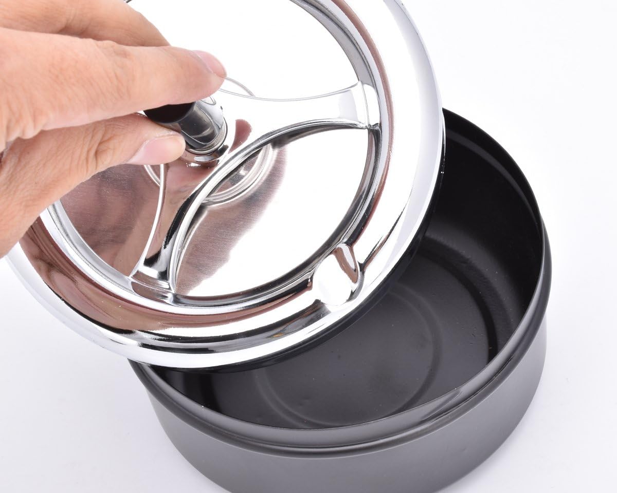 Round Push Down Ashtray with Spinning Tray