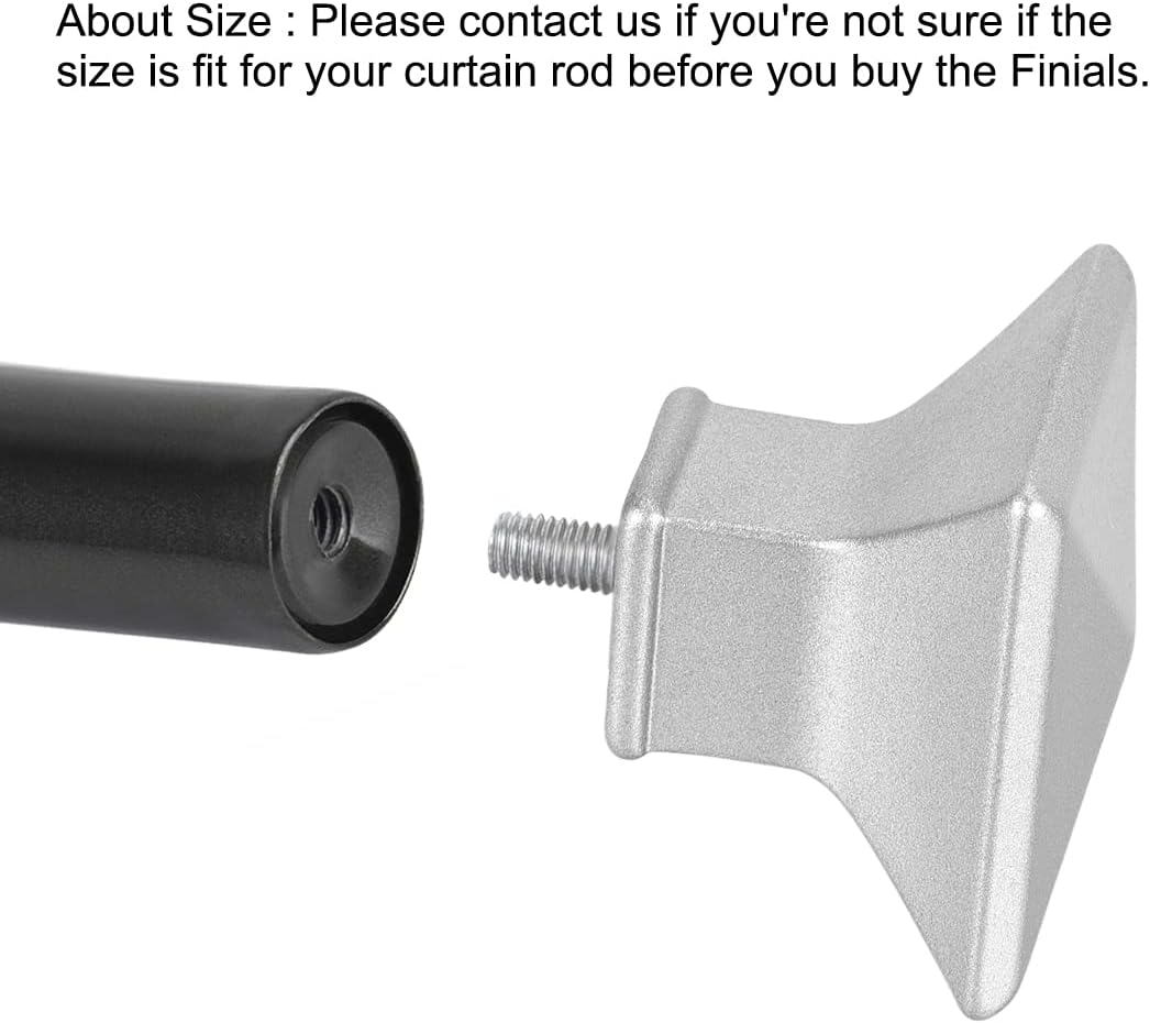 Uxcell Curtain Rod Finials 4pcs Square Silver