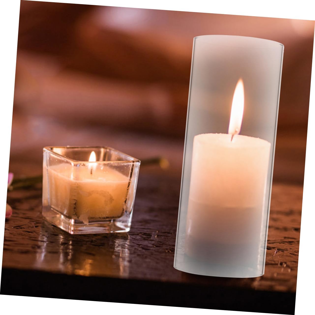 ABOOFAN Glass Candle Holder Windproof Chimney Shade for Tealight Candles