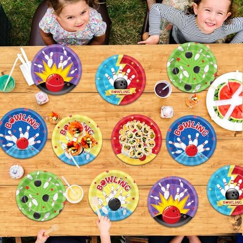 60Pcs Bowling-Themed 7 Inch Paper Plates for Party