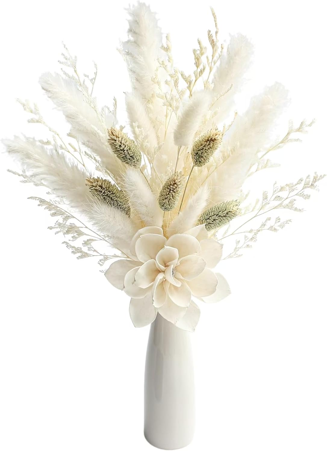 Dried Flower Bouquet with Ceramic Vase Set