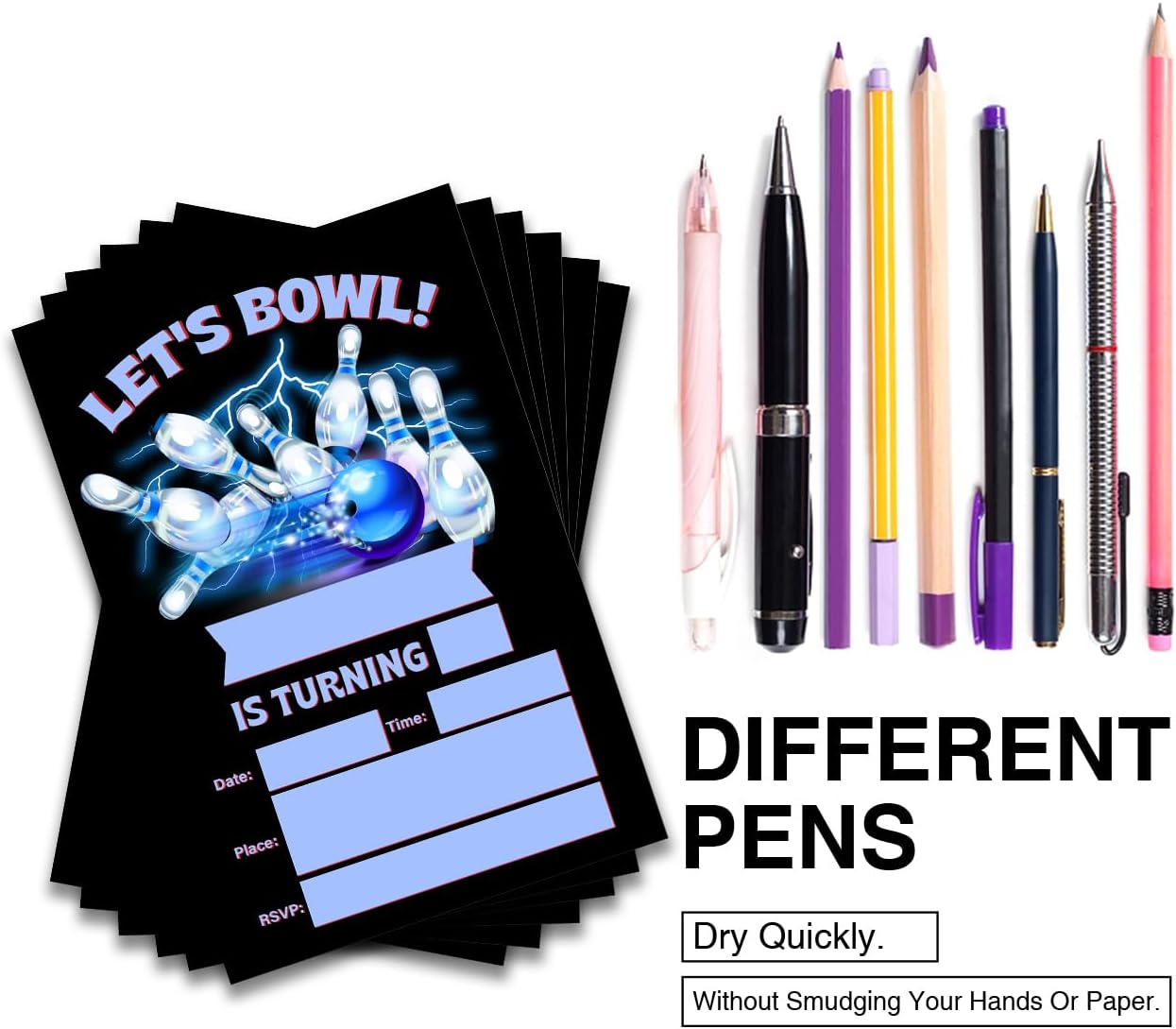 Bowling Birthday Invites with Envelopes Pack of 20