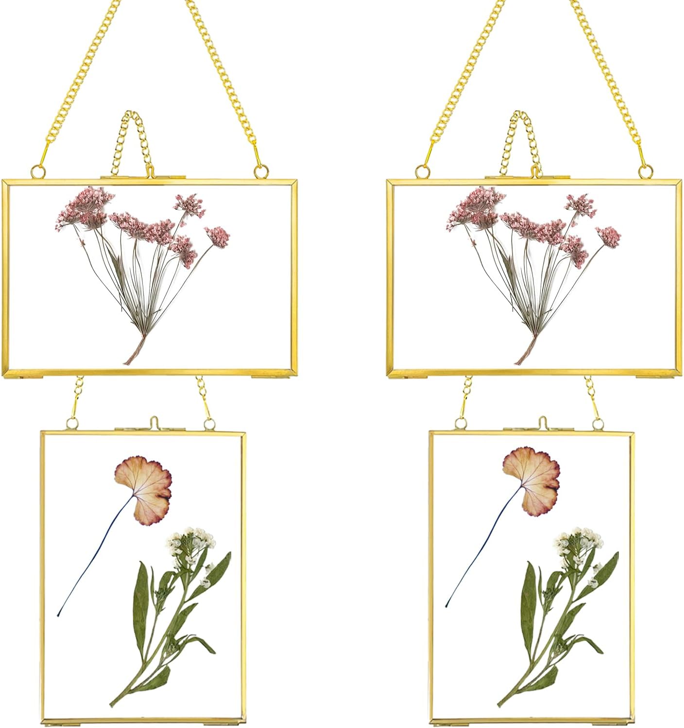 4 Pack 5x7 Inch Brass Hanging Photo Frame with Chain