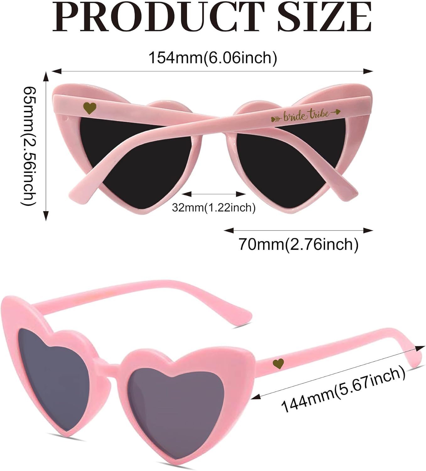 LADYHOME 10 Pairs Heart Shaped Bachelorette Sunglasses