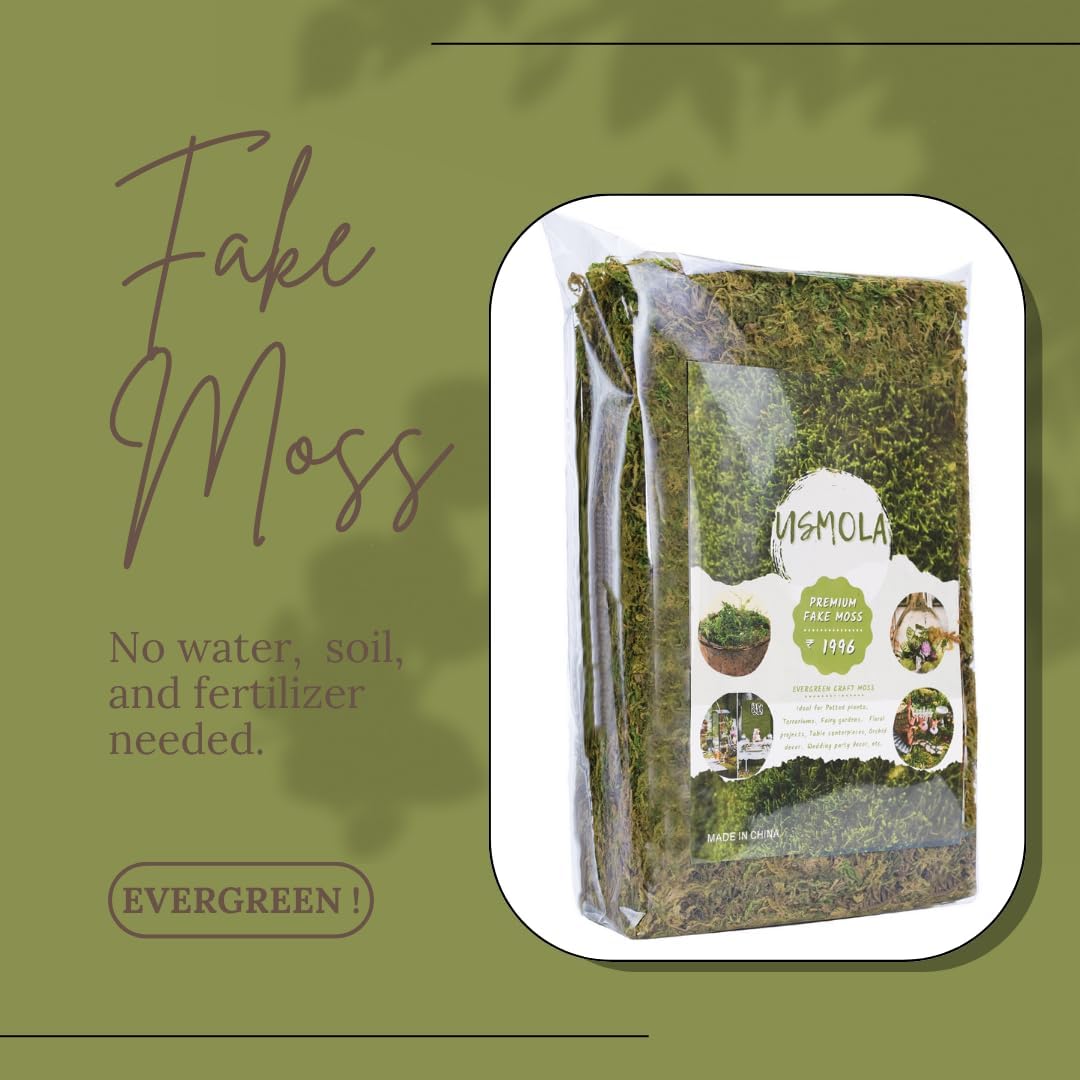 USMOLA Fake Green Moss for Potted Plants and DIY Crafts