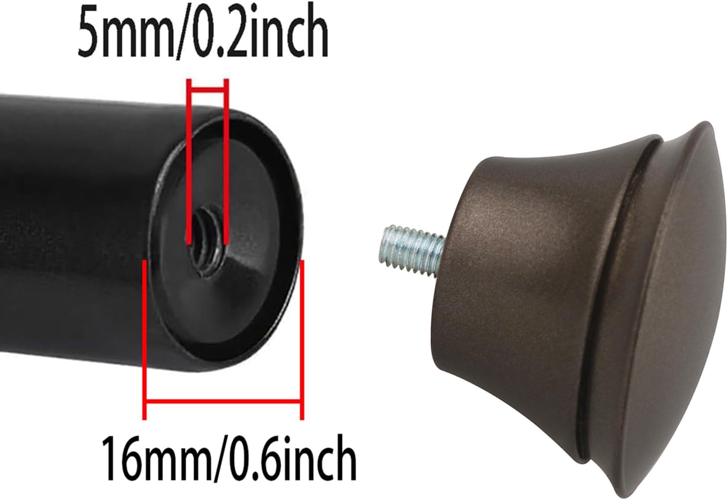 2PCS Brown Plastic Roman Rod Ends for 58 Inch Curtain Rods