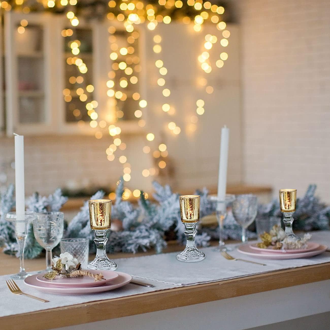 Gold Tea Light Candles Holders for Wedding Centerpieces 24Pcs