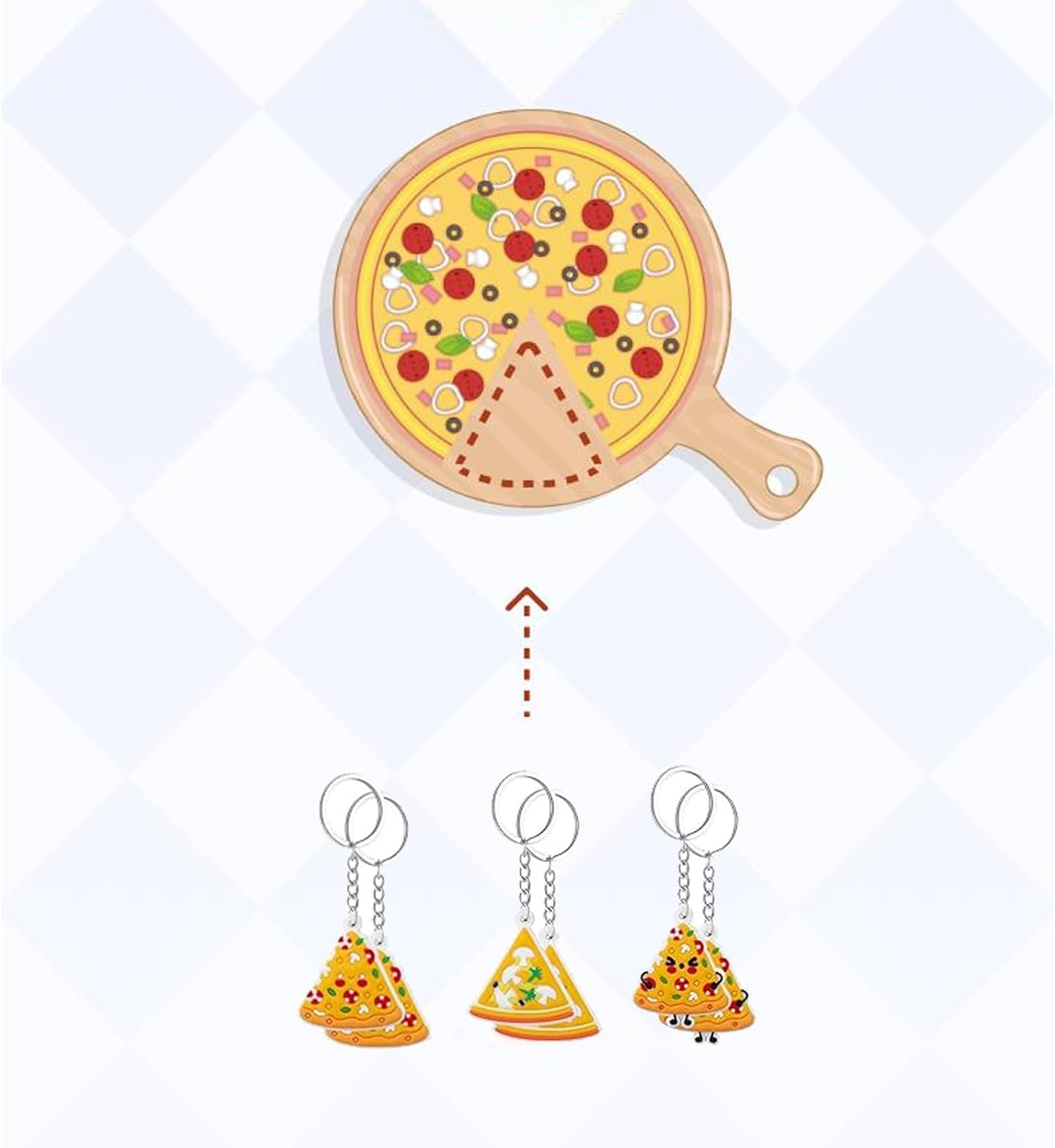 24Pcs Pizza Keychains Party Favors
