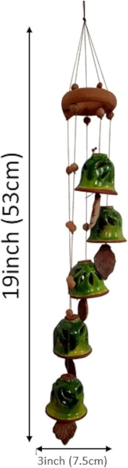 Purpledip Terracotta Wind Chime with 5 Bells