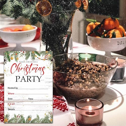 Fbitey Christmas Party Invitations with Envelopes