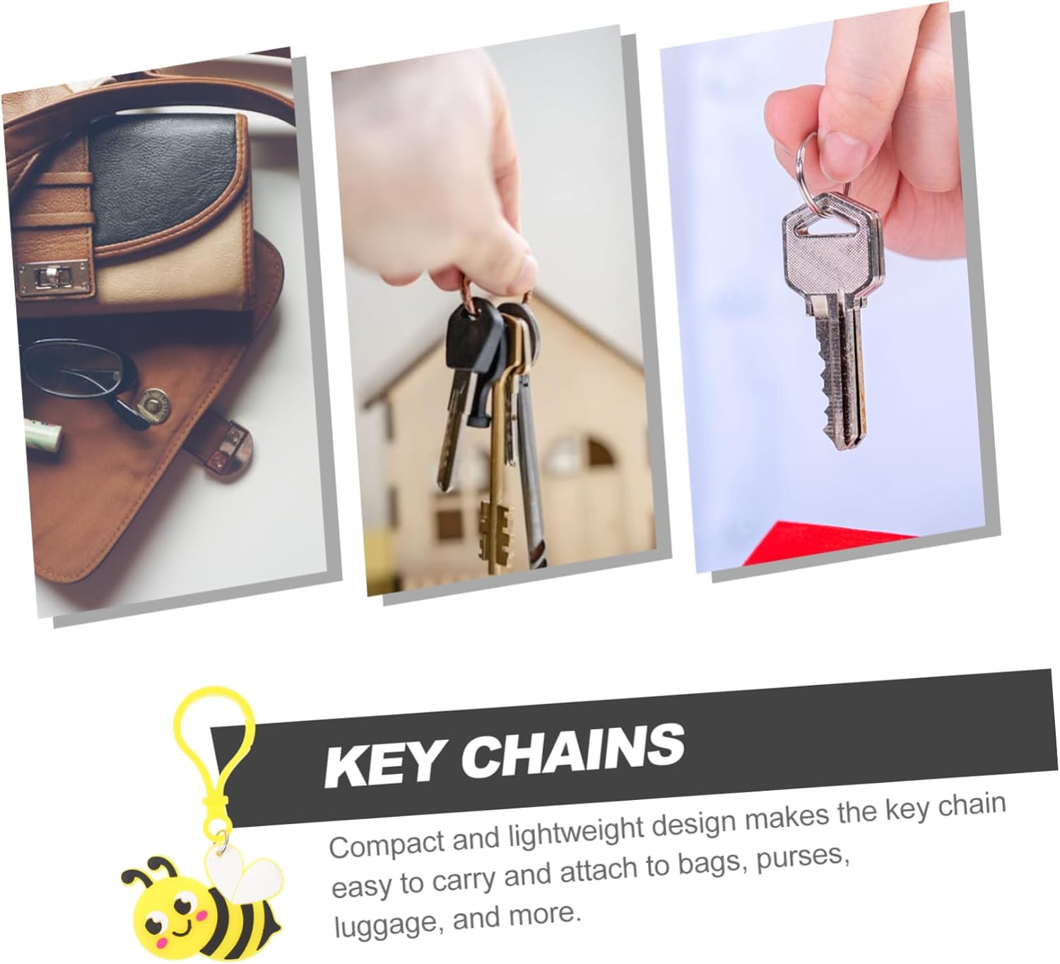 24pcs Cute Bee Keychains for Backpack and Party Favors