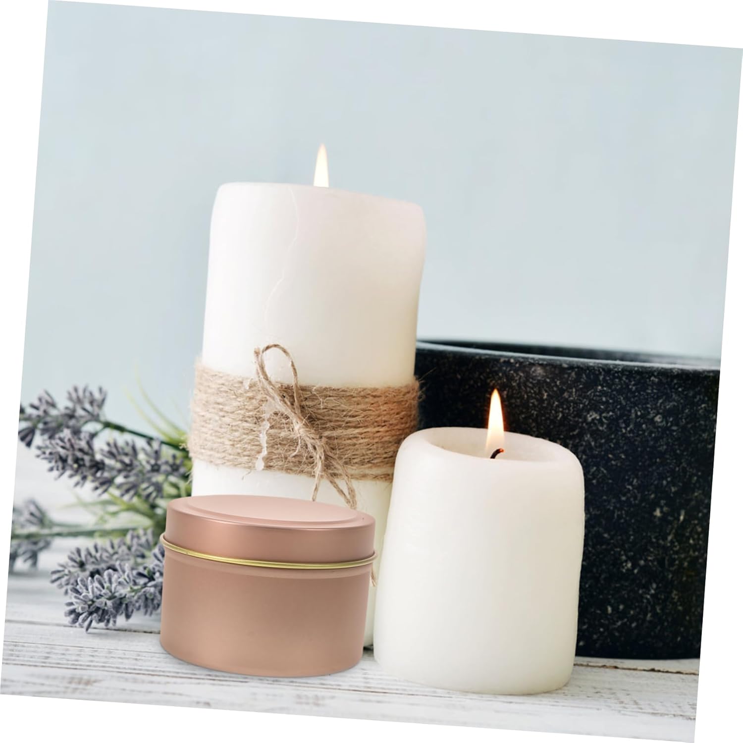 Zerodeko 12pcs Rose Gold Candle Tins with Lids for DIY Crafting