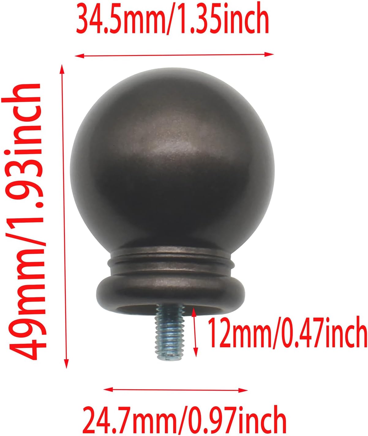 2pcs Light Brown Curtain Rod End Cap Finials M5 Screws 58