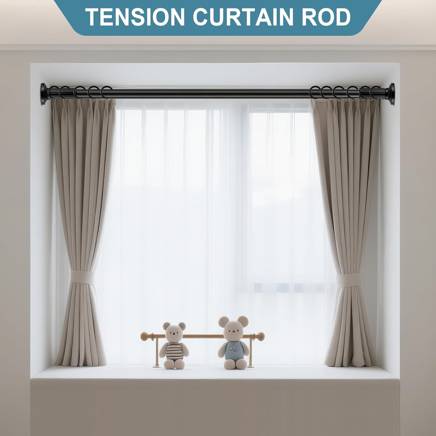 ZOCONE Black End Caps 2PCS for Curtain Rods