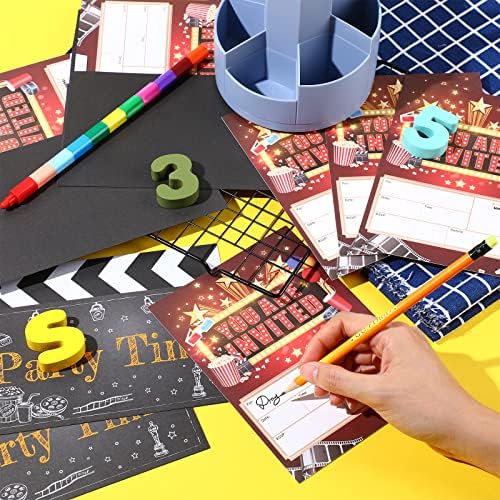 Clabby 25 Movie Party Invitations with Envelopes