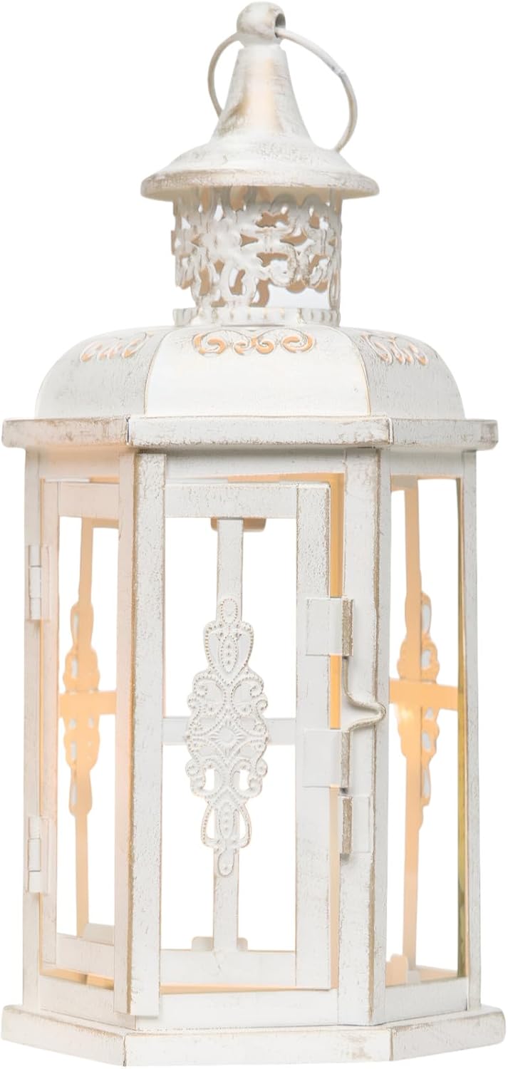Set of Two White Gold Glass Metal Candle Holders