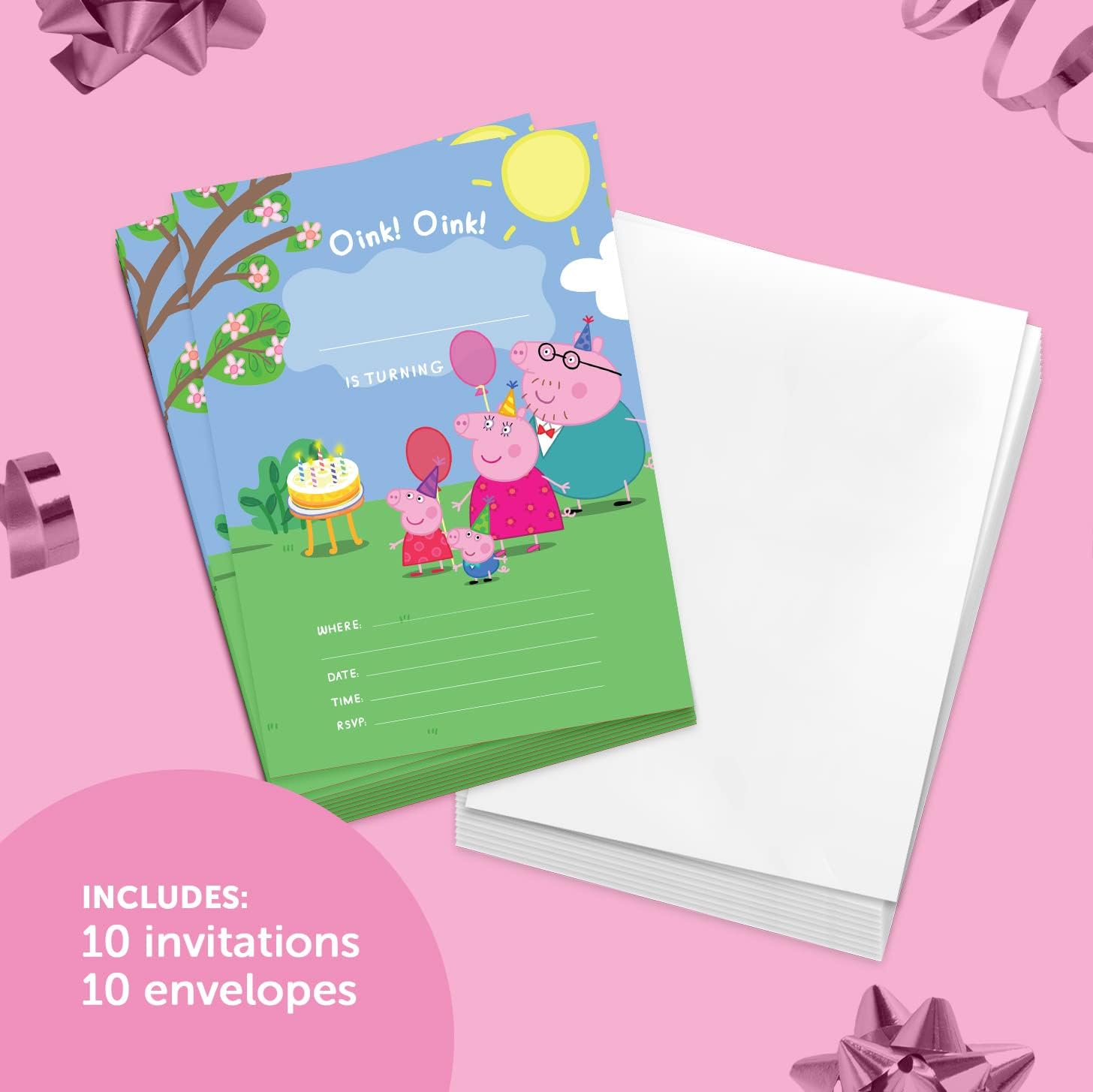 Desert Cactus Peppa Pig Birthday Invites 10 Count With Envelopes