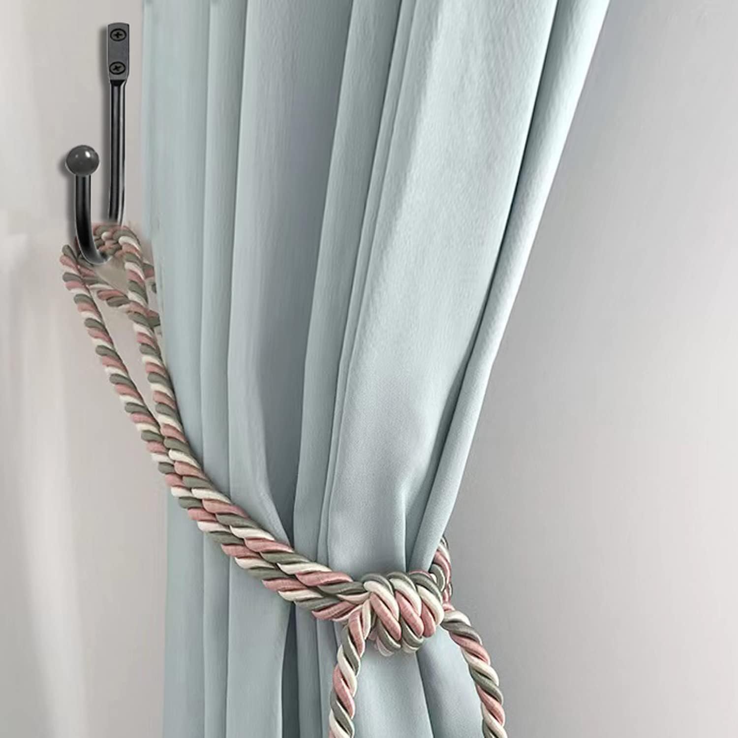 Meetart Black Curtain Holdbacks 4 Pack with Screws