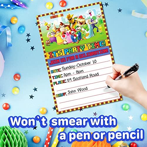 30 Piece Classic Video Game Birthday Invitations Set