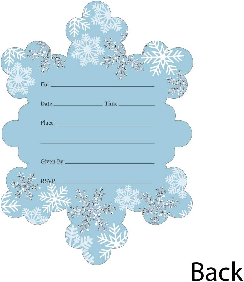 Big Dot of Happiness Winter Wonderland Shaped Fill-In Invitations Set of 12