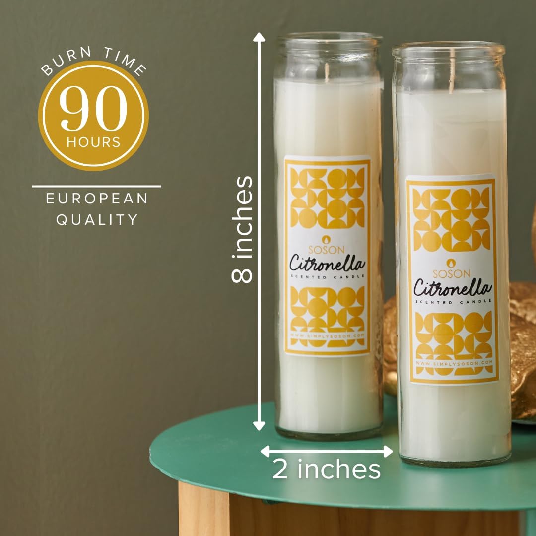 Simply Soson Citronella Candles - 3 Pack Ivory Jar 2x8 Inch