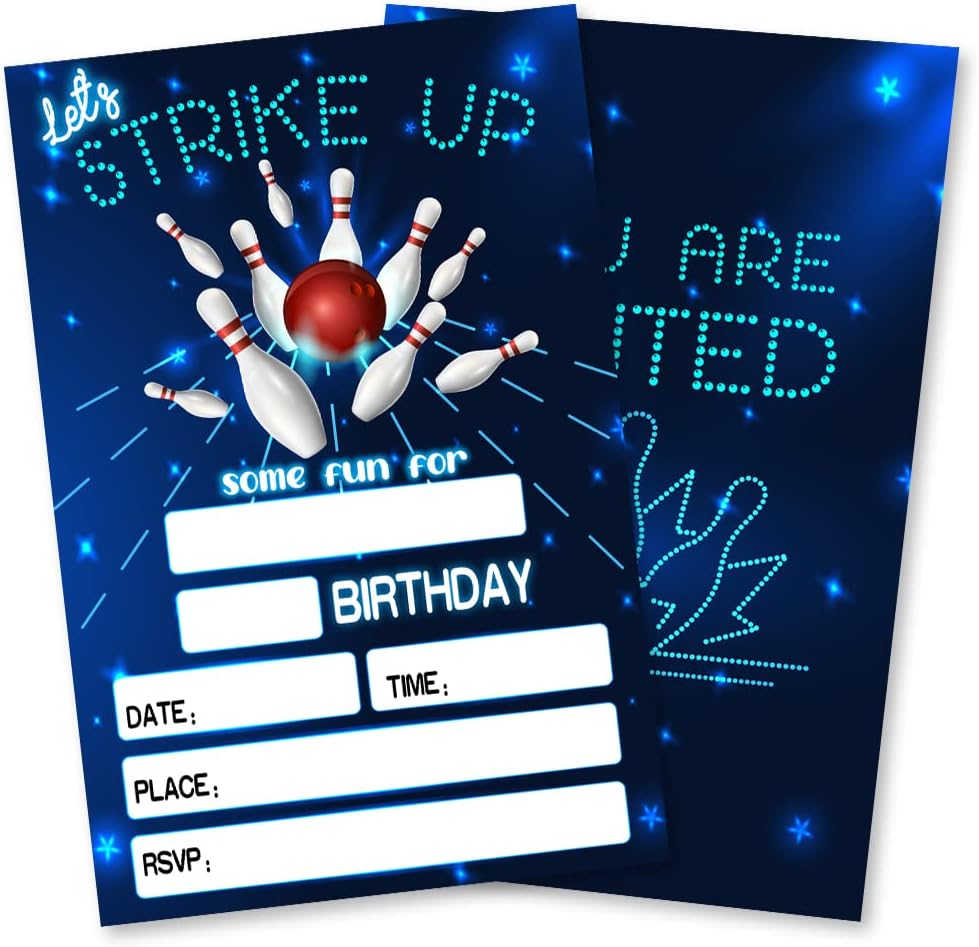 Grace Yonks Bowling Birthday Invitations 20 Pack