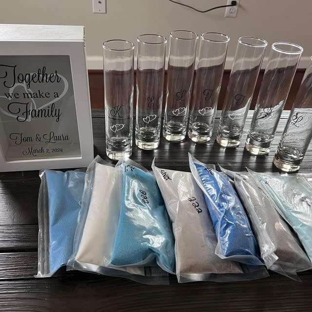Personalized Blended Family Wedding Sand Shadow Box Set