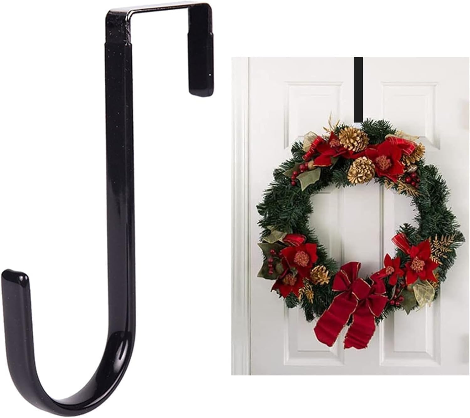 Jowxsx Black Wreath Hanger - Strong Fall Christmas Halloween Door Hook