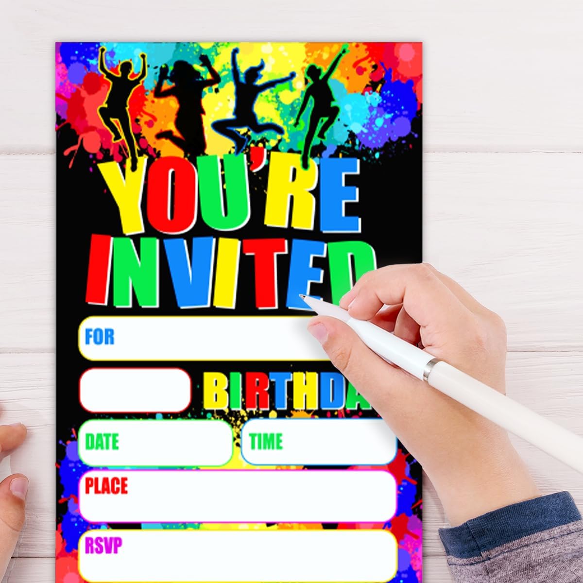 Trampoline Jump Birthday Party Invitations Set