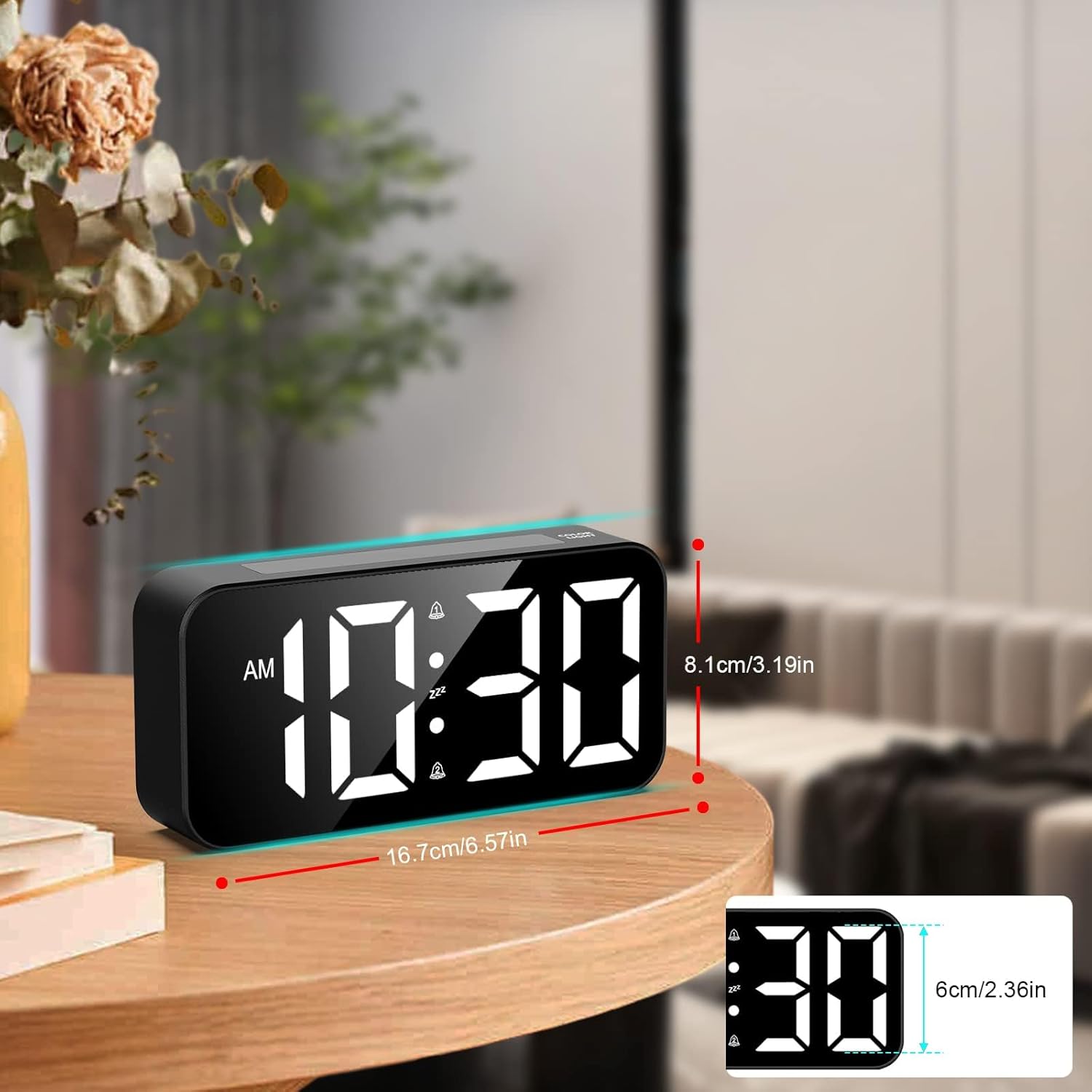 Vibrating Alarm Clock for Heavy Sleepers with Night Light and Large Display