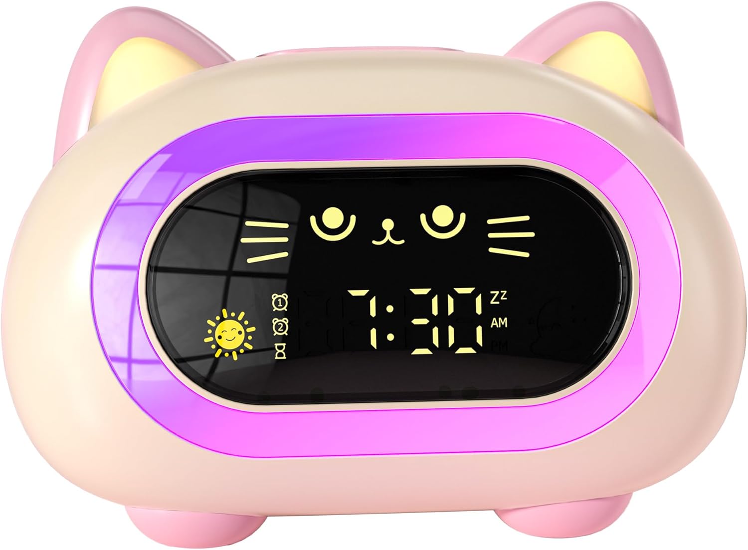 Charming Cat Alarm Clock for Kids with Dual Alarm and Night Light