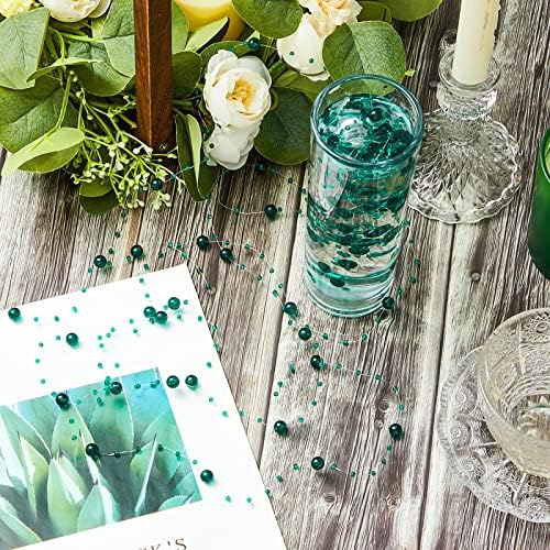 Tondiamo 24 Pcs Clear Green Artificial Pearl Garland String Decorations