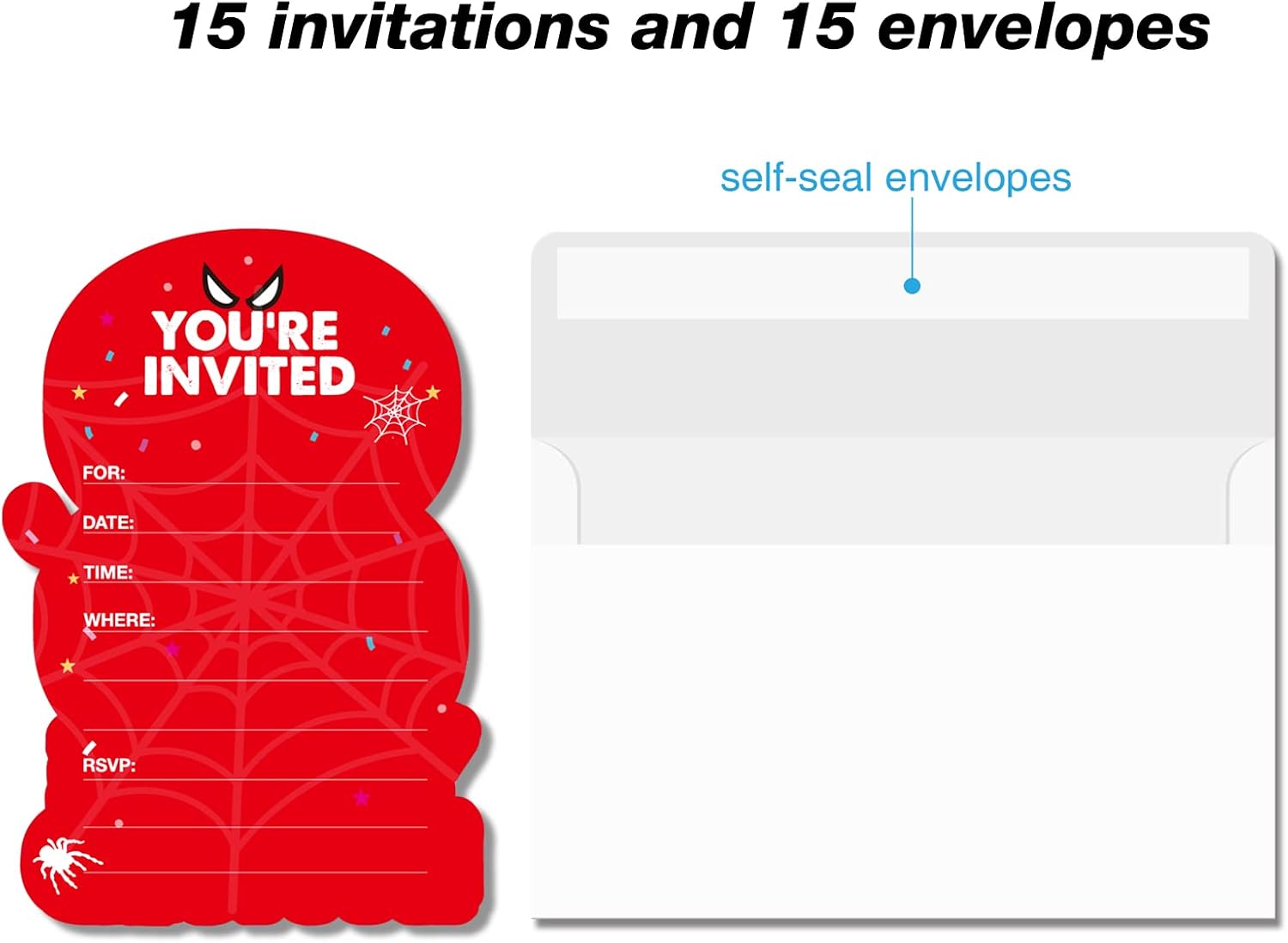Superhero Birthday Invitations with Envelopes 20 Pack