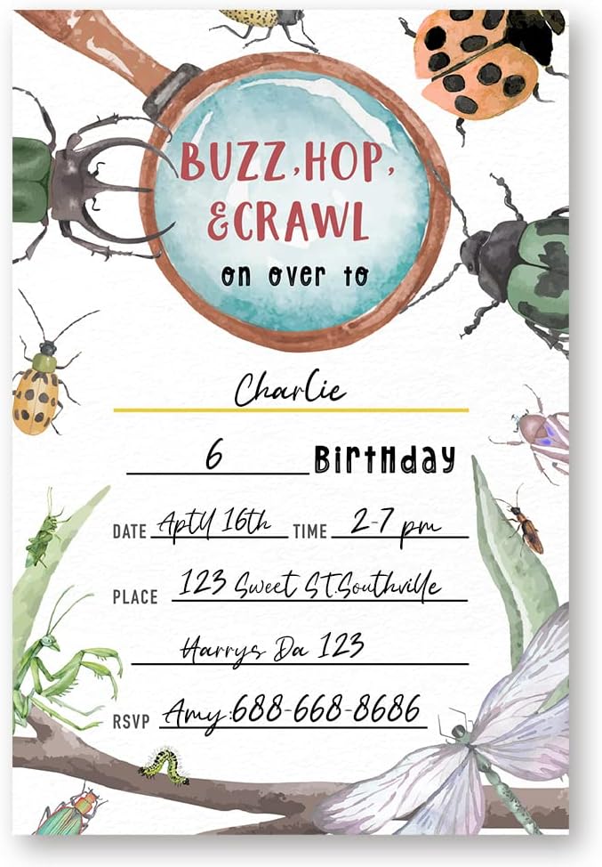 Bunch Of Bugs Birthday Invitations For Boys