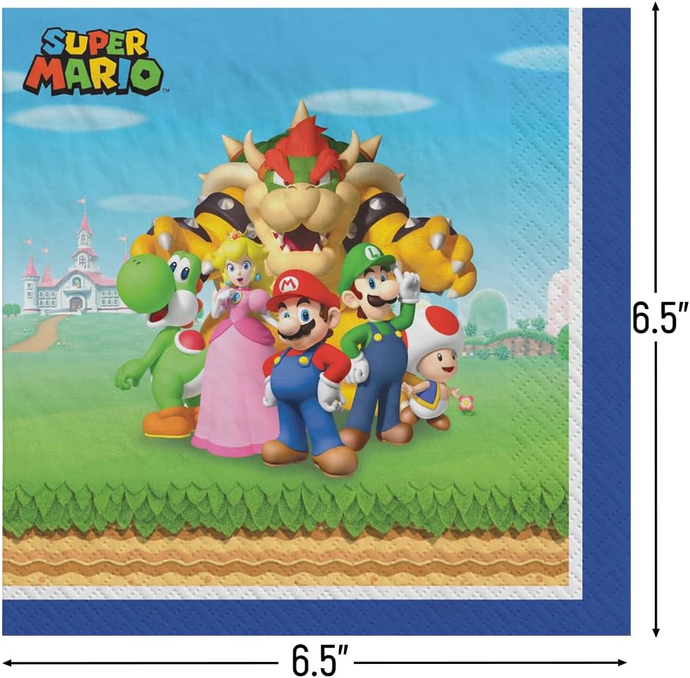 Multicolor Super Mario Luncheon Napkins 16 Count