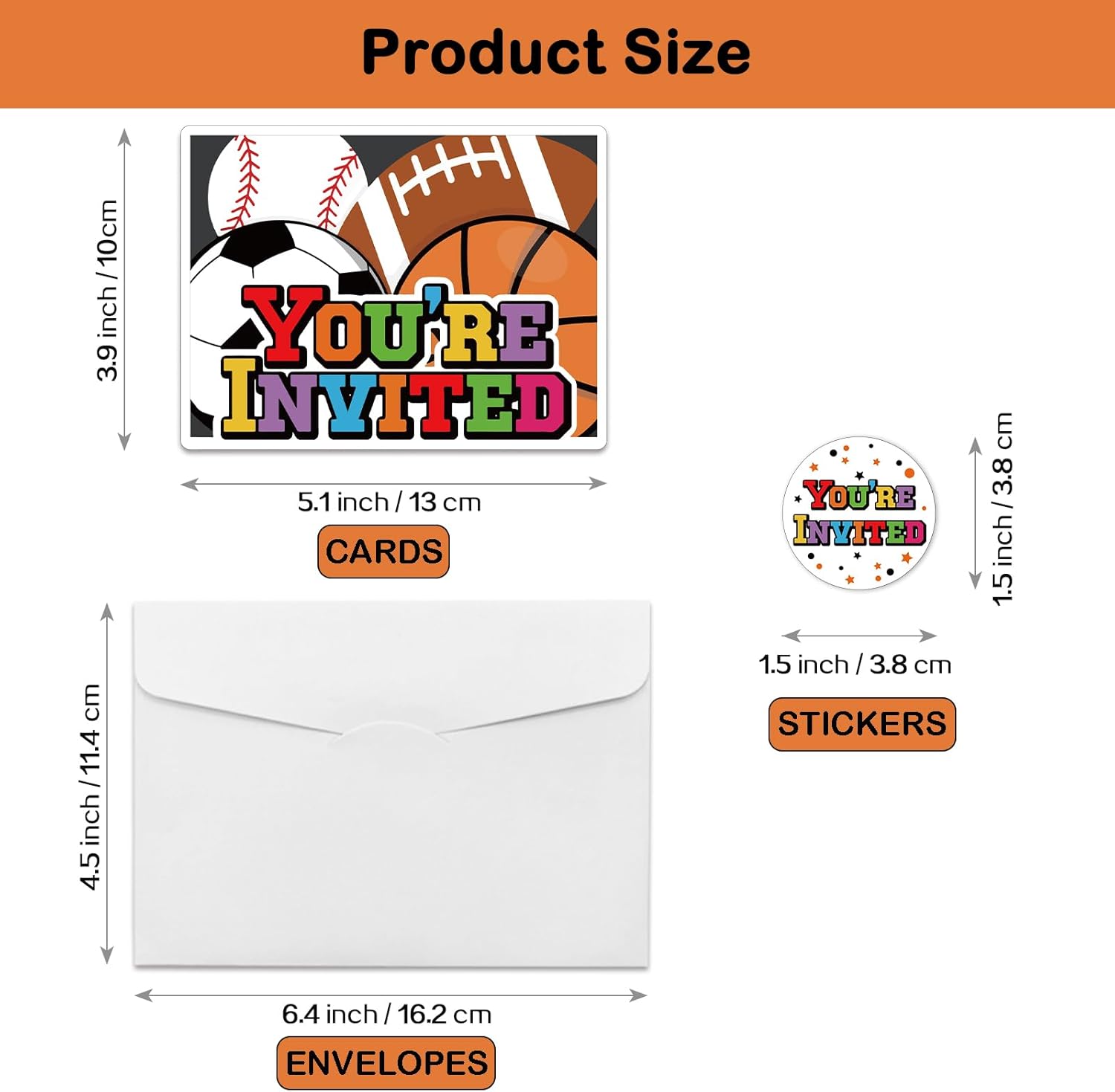 REWIDPARTY Sports Party Invitations Set of 15