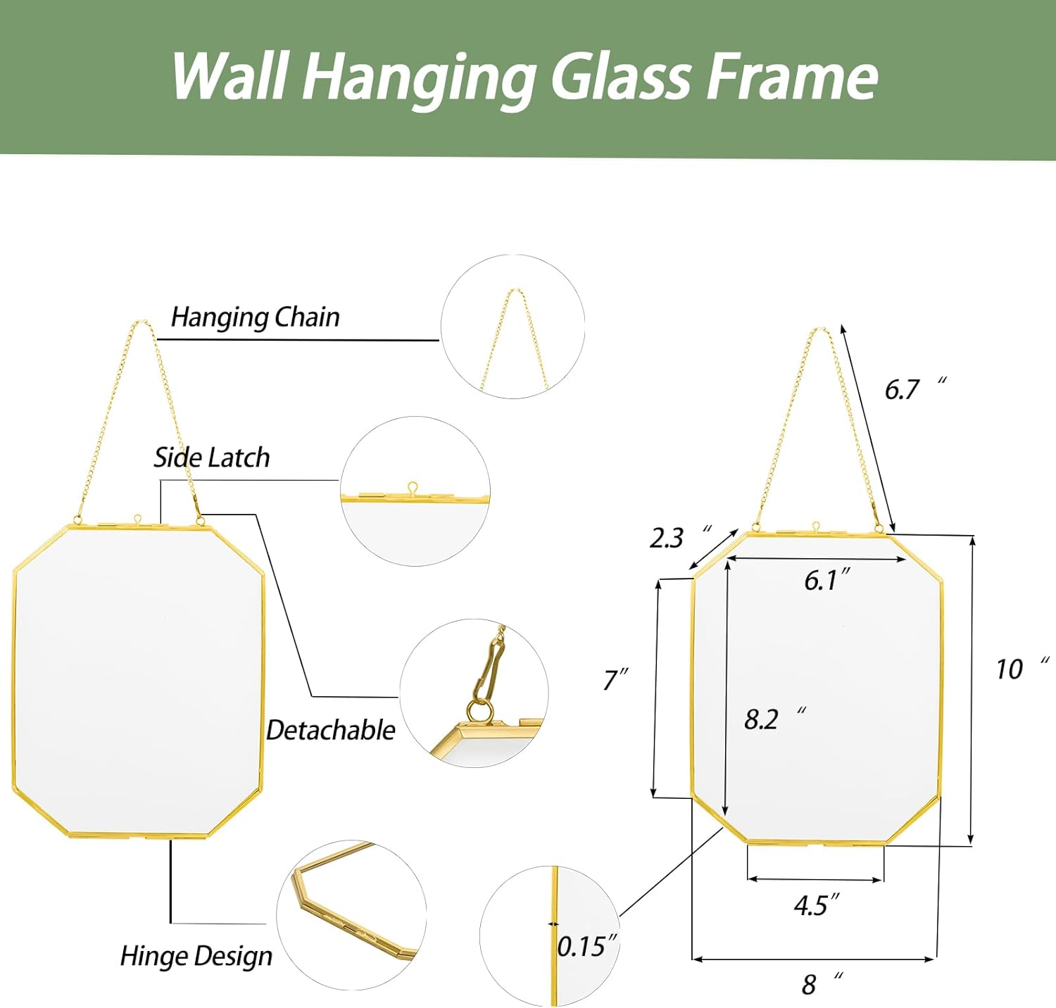 8x10 Inch Gold Pressed Flower Frame with Chain