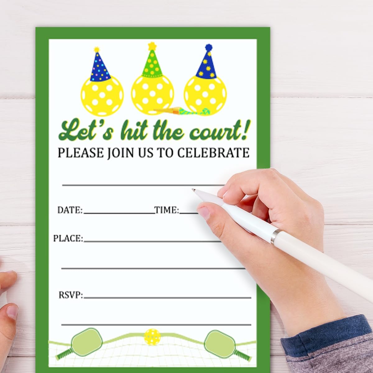 Pickleball Birthday Invitations Set 30 Cards 30 Envelopes