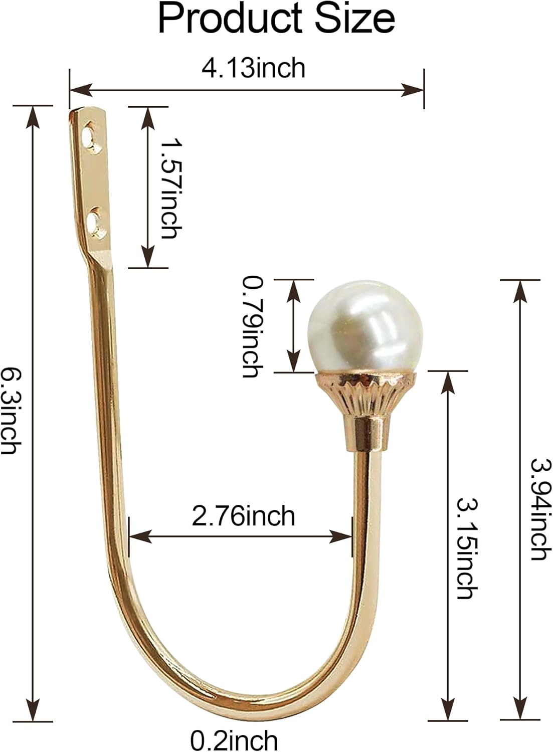 Gold Plastic Pearl U-Shaped Curtain Holdbacks Pack of 2
