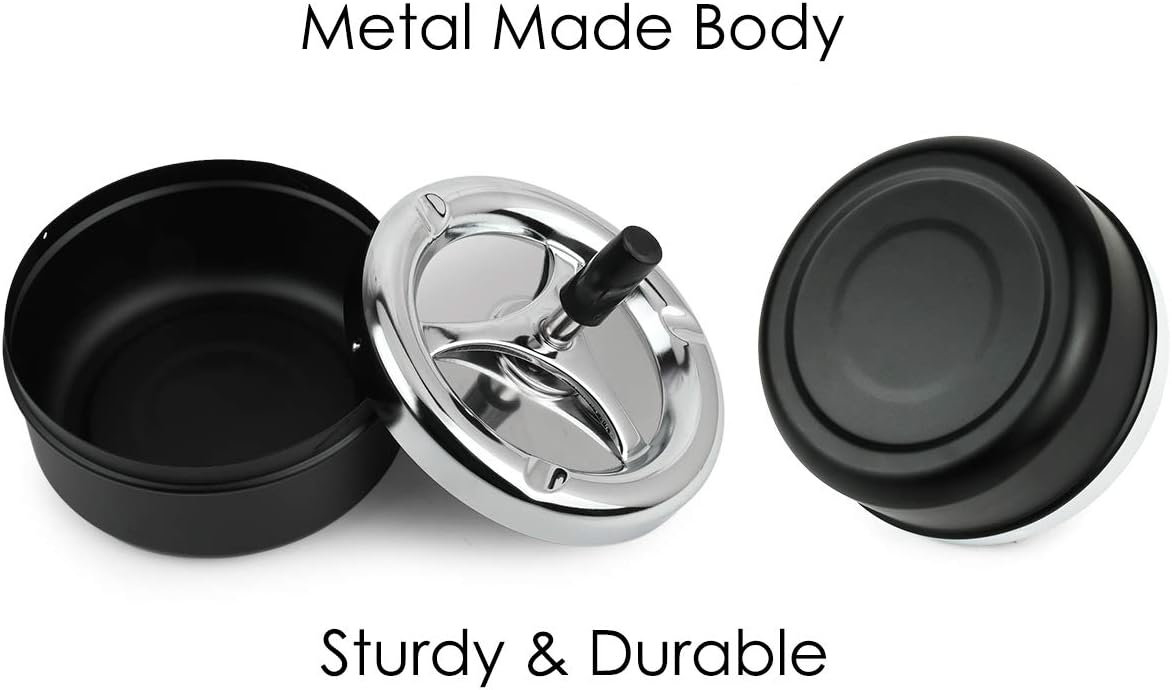 Round Push Down Ashtray with Spinning Tray