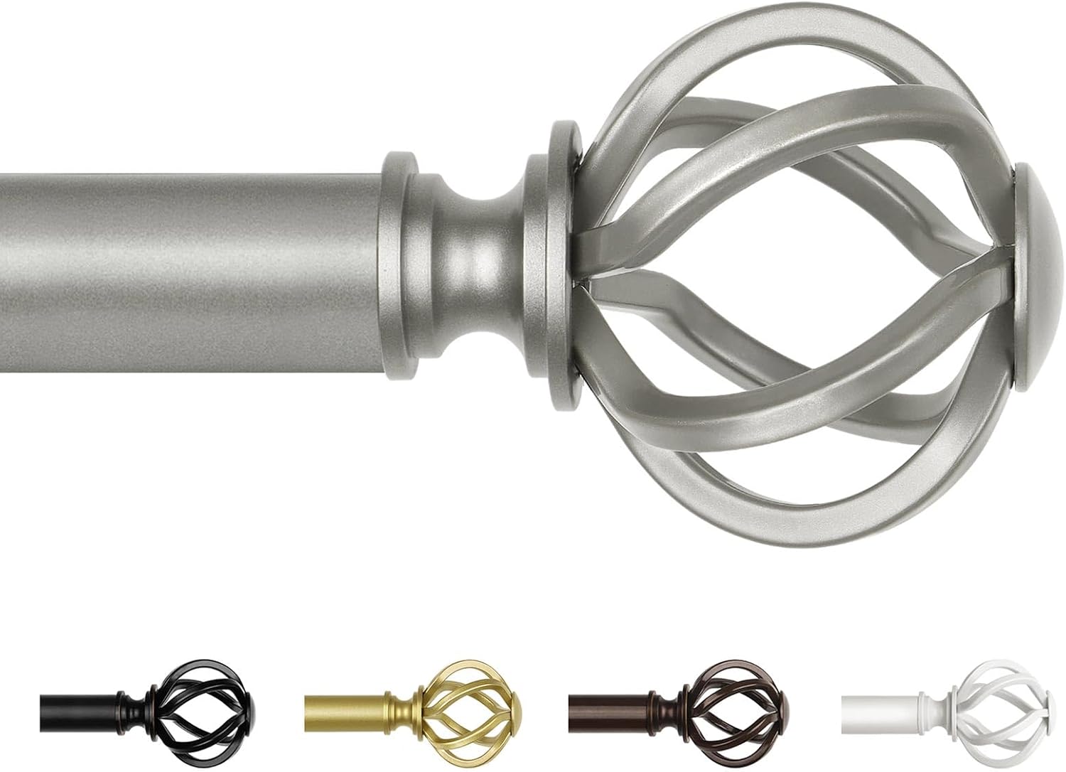 USFOOK Antique Silver Curtain Rod 32-58 Inches