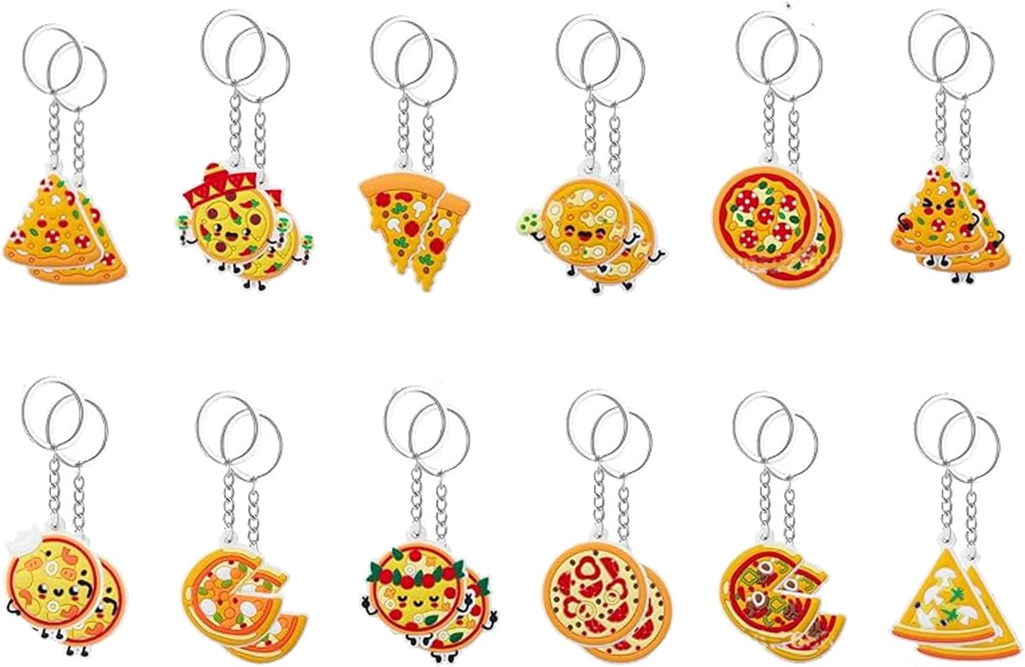 24Pcs Pizza Keychains Party Favors